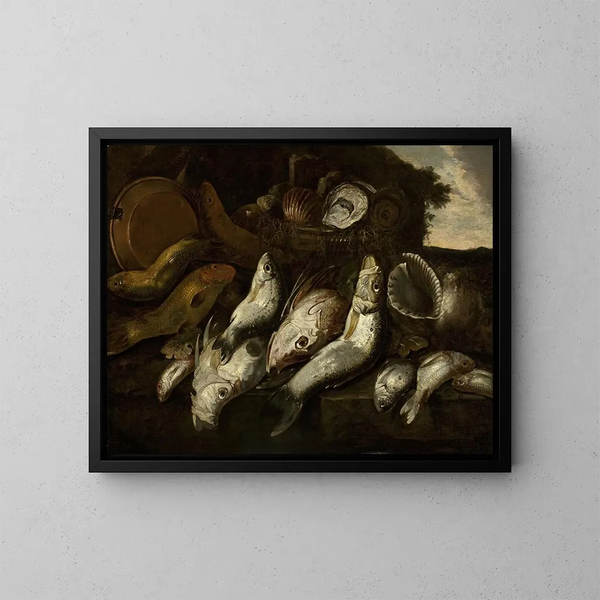 Vis - Abraham van Beijeren — ingelijst kunstwerk aan de muur
