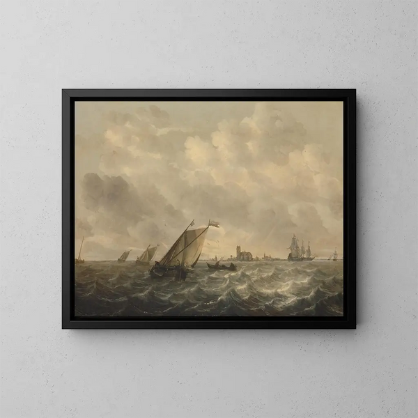 Uitzicht op de rivier - Abraham van Beyeren — ingelijst kunstwerk aan de muur