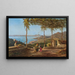 Vendangeurs above Sorrente, Vésuve in the distance - Achille Solari — framed artwork on a wall