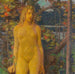 van een vrouwelijk figuur staand in de tuin - Erich Erler — weergave van het kunstwerk