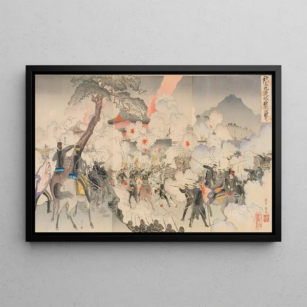 Adachi Gink - Our Army Attacking the Enemy Forces at Jiuliancheng.webp
