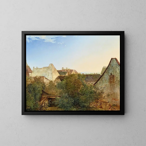 van uitzicht op de buitenwijkhuizen van Wenen, Beatrixgasse - Adalbert Stifter — ingelijst kunstwerk aan de muur