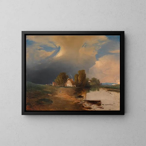 Deel van de weiden in het westen van Hongarije met opkomende storm - Adalbert Stifter — ingelijst kunstwerk aan de muur