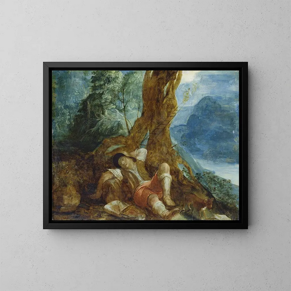Het droom van Jacob - Adam Elsheimer — ingelijst kunstwerk aan de muur