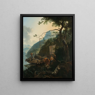 Adam Pynacker - Boatmen Moored on the Shore of an Italian Lake.webp