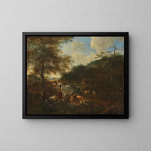 Landschap met vee - Adam Pynacker — ingelijst kunstwerk aan de muur