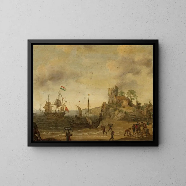 Vissers aan de rand van de zee - Adam Willaerts — ingelijst kunstwerk aan de muur