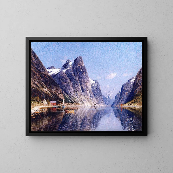 Een Noors fjordlandschap - Adelsteen Normann — ingelijst kunstwerk aan de muur
