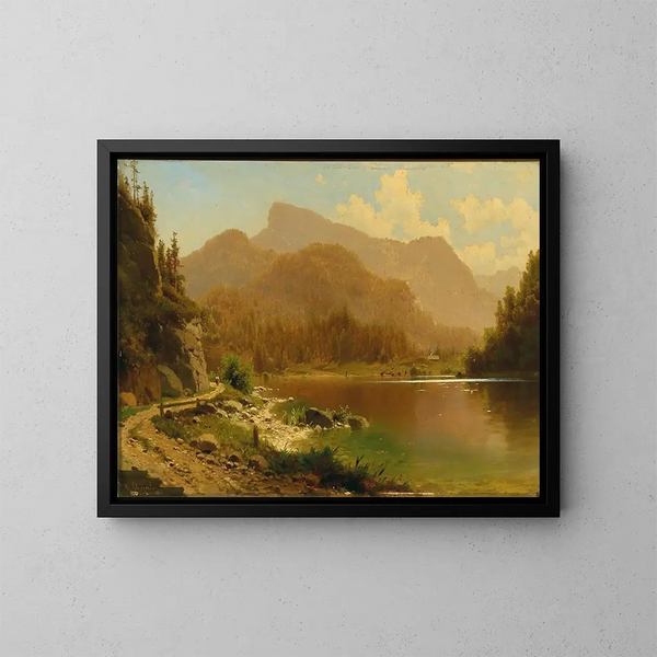 Le Krottensee avec vue sur le Schafberg - Adolf Chwala — ingelijst kunstwerk aan de muur