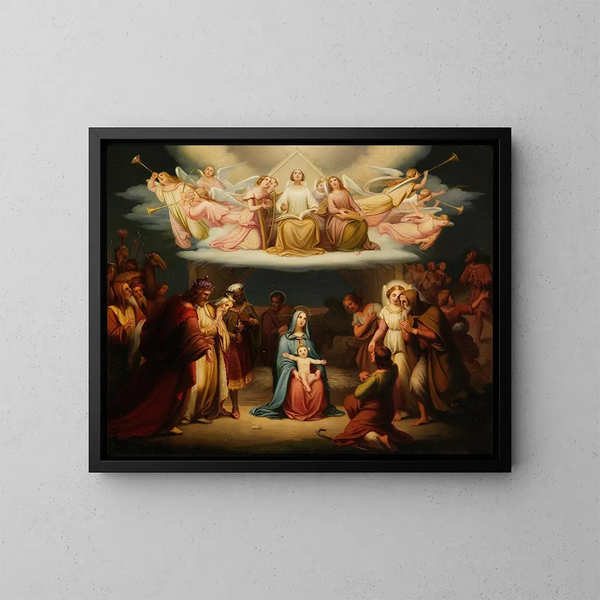 Aanbidding - Adolf Gottlob Zimmermann — ingelijst kunstwerk aan de muur