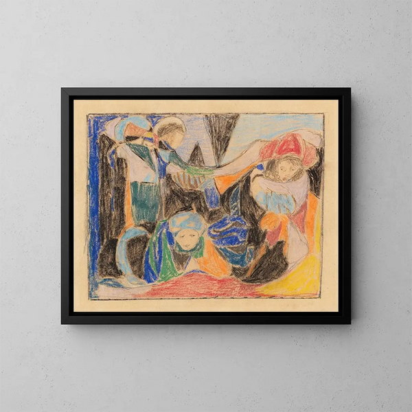 Drie figuren in een landschap - Adolf Hölzel — ingelijst kunstwerk aan de muur