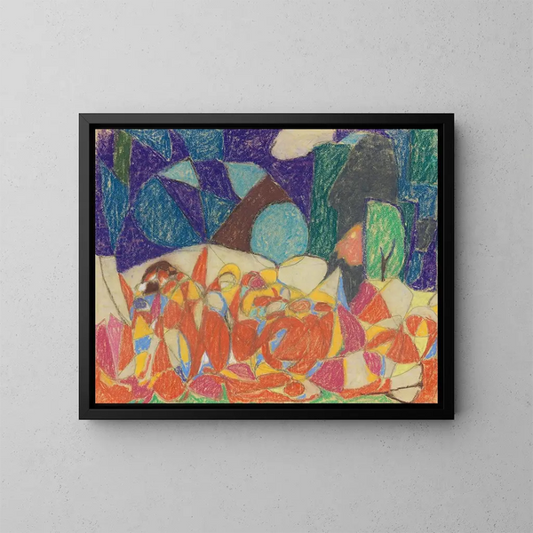Groep figuren onder vormen lilakleurig - Adolf Hölzel — ingelijst kunstwerk aan de muur