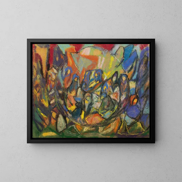 compositie van figuren zonder titel - Adolf Hölzel — ingelijst kunstwerk aan de muur