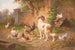 Hond tussen de kippen - Adolf Nowey — weergave van het kunstwerk