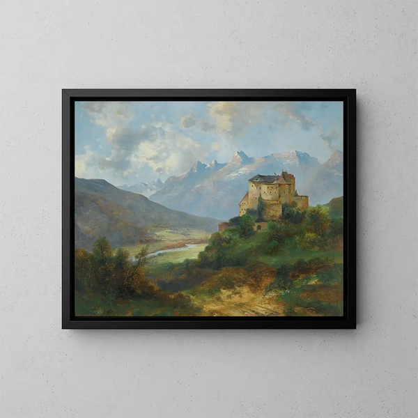Kasteel Vaduz - Adolf Obermüllner — ingelijst kunstwerk aan de muur