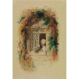 Adolf Schrdter - Mdchen mit drei Tauben am Fenster.webp