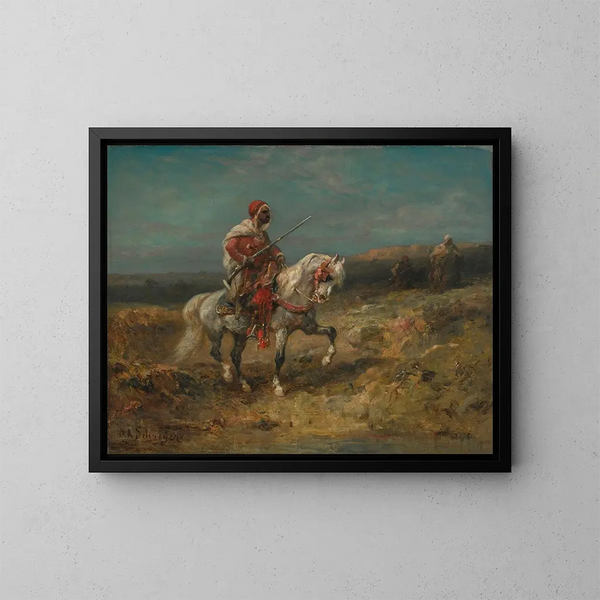 van een Arabische ruiter in wacht - Adolf Schreyer — ingelijst kunstwerk aan de muur