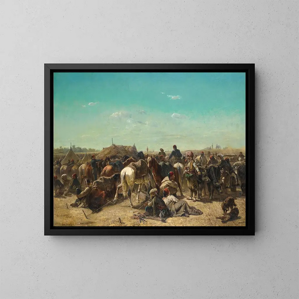 Een Ottomaanse kampement - Adolf Schreyer — ingelijst kunstwerk aan de muur
