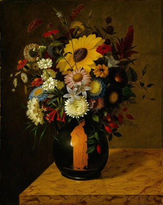 Adolf Senff - An Antique Terracotta Vase With Flowers.webp