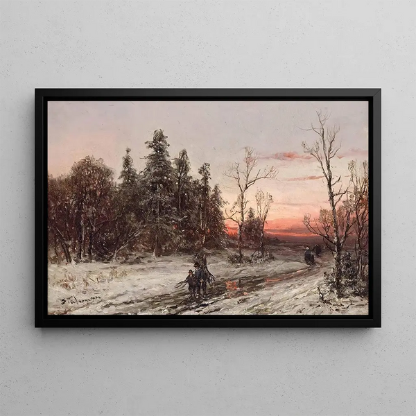 Adolf Stademann - Die Heimkehrenden Reisigsammler Am Winterabend.webp