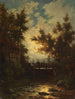 Nacht van volle maan bij de beek van het dorp - Adolf Stademann — weergave van het kunstwerk