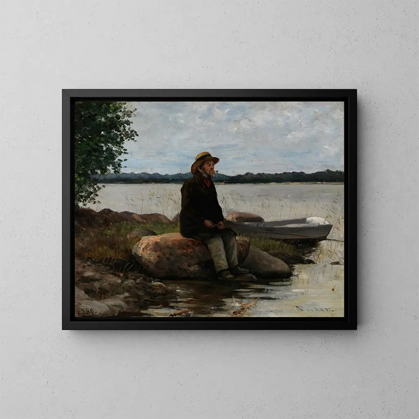 Een visser - Adolf von Becker — ingelijst kunstwerk aan de muur