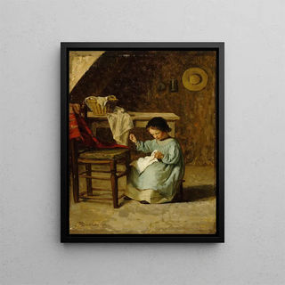 Adolf Von Becker - Girl Sewing.webp