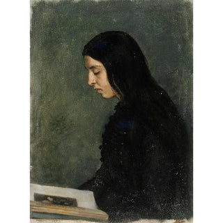 Adolf Von Becker - Reading Black Haired Woman.webp