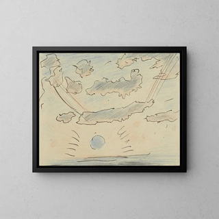 Studie van wolken met zon - Adolf de Graaf — ingelijst kunstwerk aan de muur