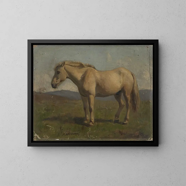 Een grijze paard - Adolph Tidemand — ingelijst kunstwerk aan de muur
