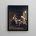Een jong meisje dat binnen in Hardanger breit - Adolph Tidemand — ingelijst kunstwerk aan de muur