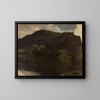Een meer - Adolph Tidemand — ingelijst kunstwerk aan de muur