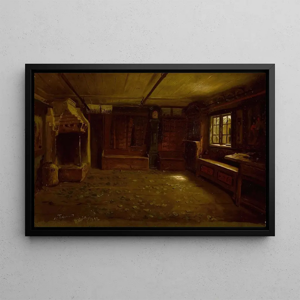 Binnenhuis van de boerderij - Adolph Tidemand — ingelijst kunstwerk aan de muur