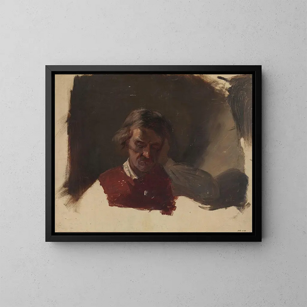 Studie van een boer voor een devotie aan de lagere kerk - Adolph Tidemand — ingelijst kunstwerk aan de muur