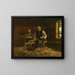 Interior painting of Viky with a farmer making barrel hoops - Adolph Tidemand — framed artwork on a wall