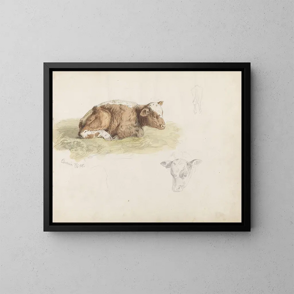Kalv - Adolph Tidemand — ingelijst kunstwerk aan de muur