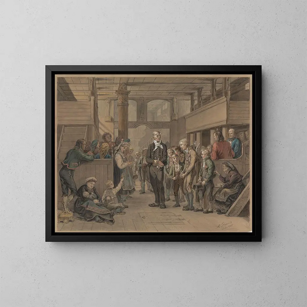 Catechismus - Adolph Tidemand — ingelijst kunstwerk aan de muur