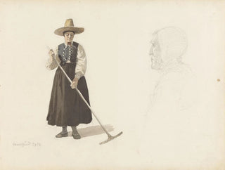 Adolph Tidemand - Kvinne som raker gammel kone Svennesund.webp