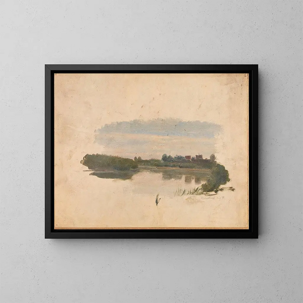 Studie van het landschap - Adolph Tidemand — ingelijst kunstwerk aan de muur