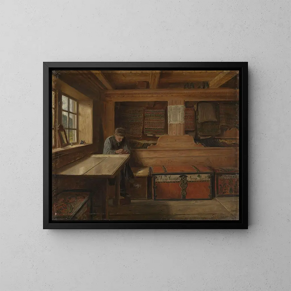 Oud opbergkast schilderij van Viky - Adolph Tidemand — ingelijst kunstwerk aan de muur