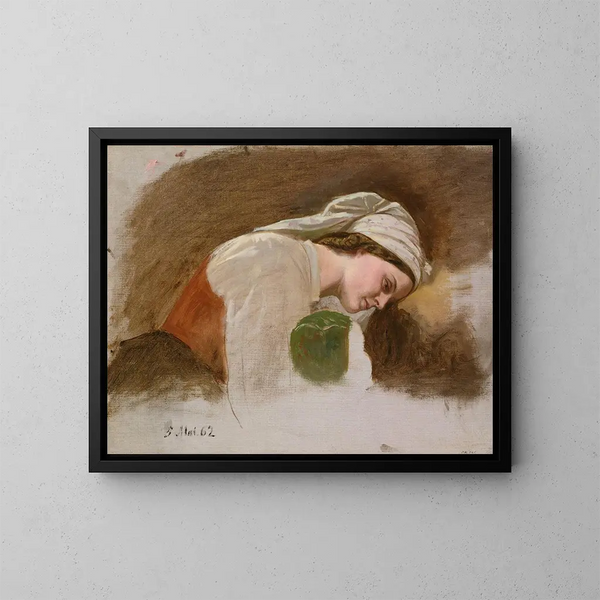 Studie voor Na de strijd - Adolph Tidemand — ingelijst kunstwerk aan de muur