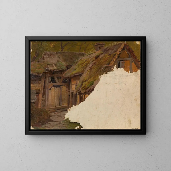 Studie van een oude boerderij - Adolph Tidemand — ingelijst kunstwerk aan de muur