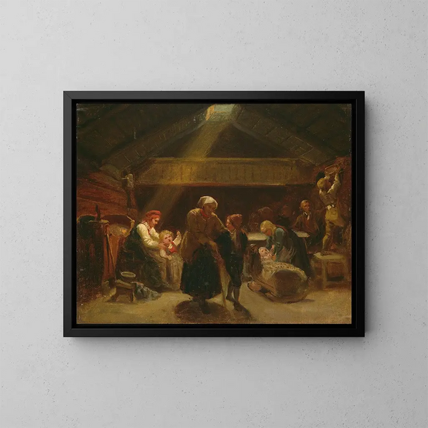 Zondagochtend op een boerderij - Adolph Tidemand — ingelijst kunstwerk aan de muur