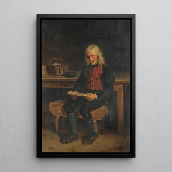 Reproductie van het schilderij De Lezer Jan Tanne - Adolph Tidemand