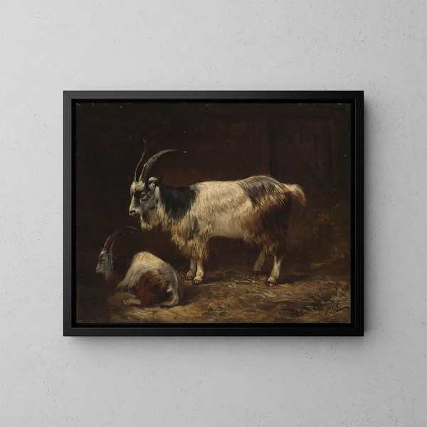 Twee geiten - Adolph Tidemand — ingelijst kunstwerk aan de muur