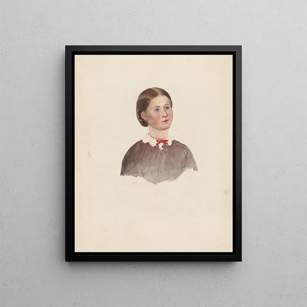 Jonge vrouw met een rode ketting - Adolph Tidemand — ingelijst kunstwerk aan de muur