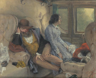 Adolph von Menzel - Im Eisenbahncoup Nach Durchfahrener Nacht In a Railway Carriage After a Nights Journey.webp