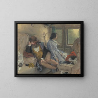 Adolph von Menzel - Im Eisenbahncoup Nach Durchfahrener Nacht In a Railway Carriage After a Nights Journey.webp