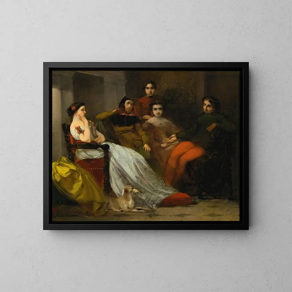 Gesprek na het diner - Adolphe Monticelli — ingelijst kunstwerk aan de muur