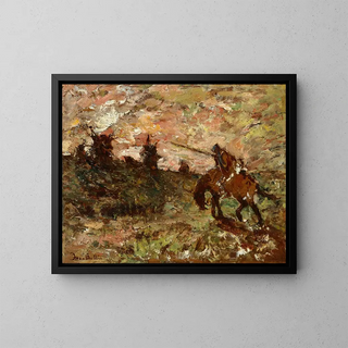 Adolphe Monticelli - Don Quixote tilting at the windmills.webp